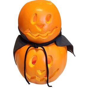 Halloween Pumpkin Stack with Black Cape